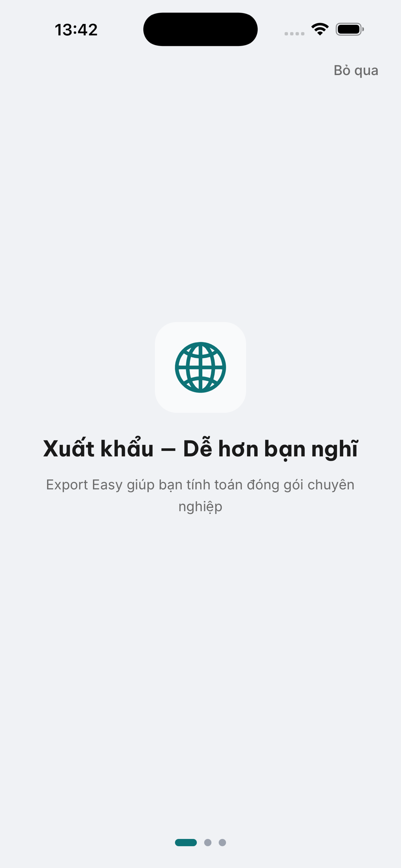 Export Easy onboarding screen